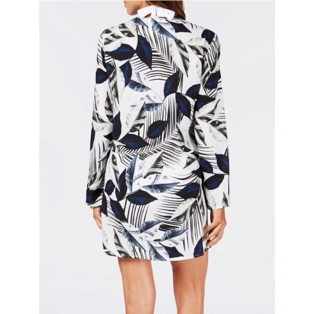 La Blanca White Navy and Gray Leaf-Print Lace-Up Swim Coverup - Picture 2 of 3